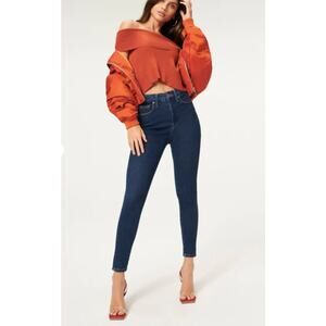 GOOD AMERICAN NWT ALWAYS FITS GOOD WAIST Denim JEANS in Blue821 // 00-4